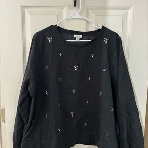 J. Crew Black Embellished Sweatshirt